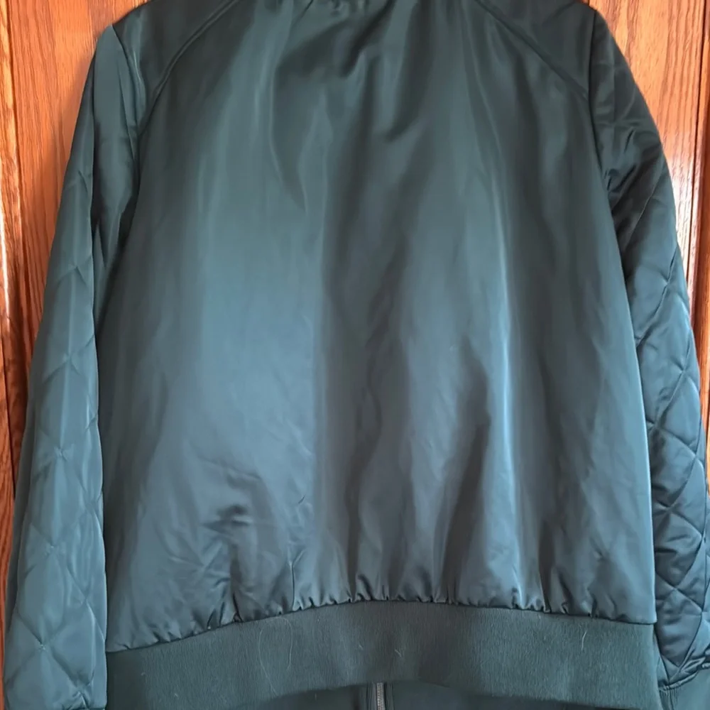Torrid Green Satin Bomber Jacket with Ribbed Details - Picture 4 of 5